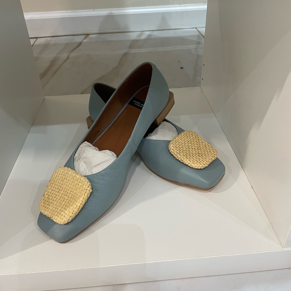 Elegant Blue Angel Alarcon Flats with Woven Accents